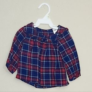 Oshkosh baby girl's plaid top Size 6M